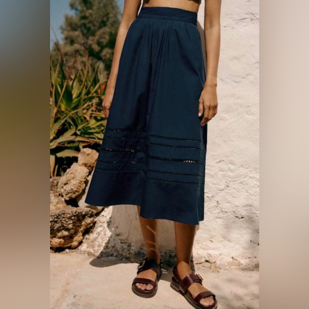 Sézane Noa Skirt Deep Navy Size 6